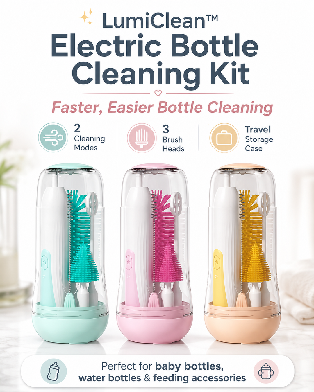LumiClean™ Electric Bottle Cleaning Kit