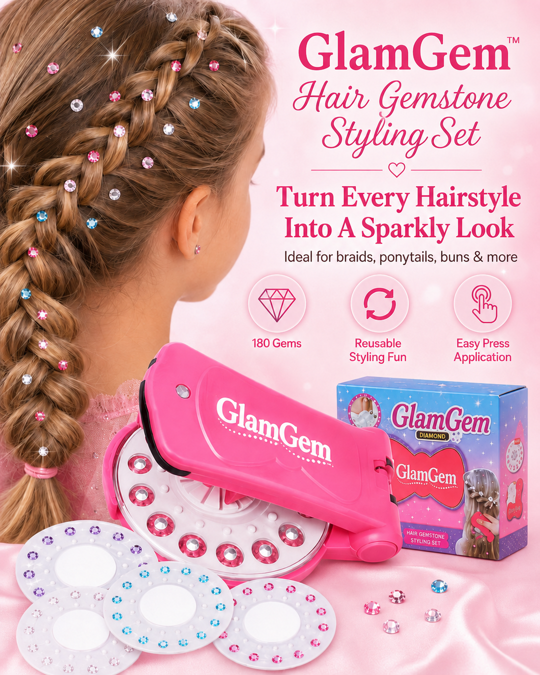 GlamGem™ Hair Gemstone Styling Set