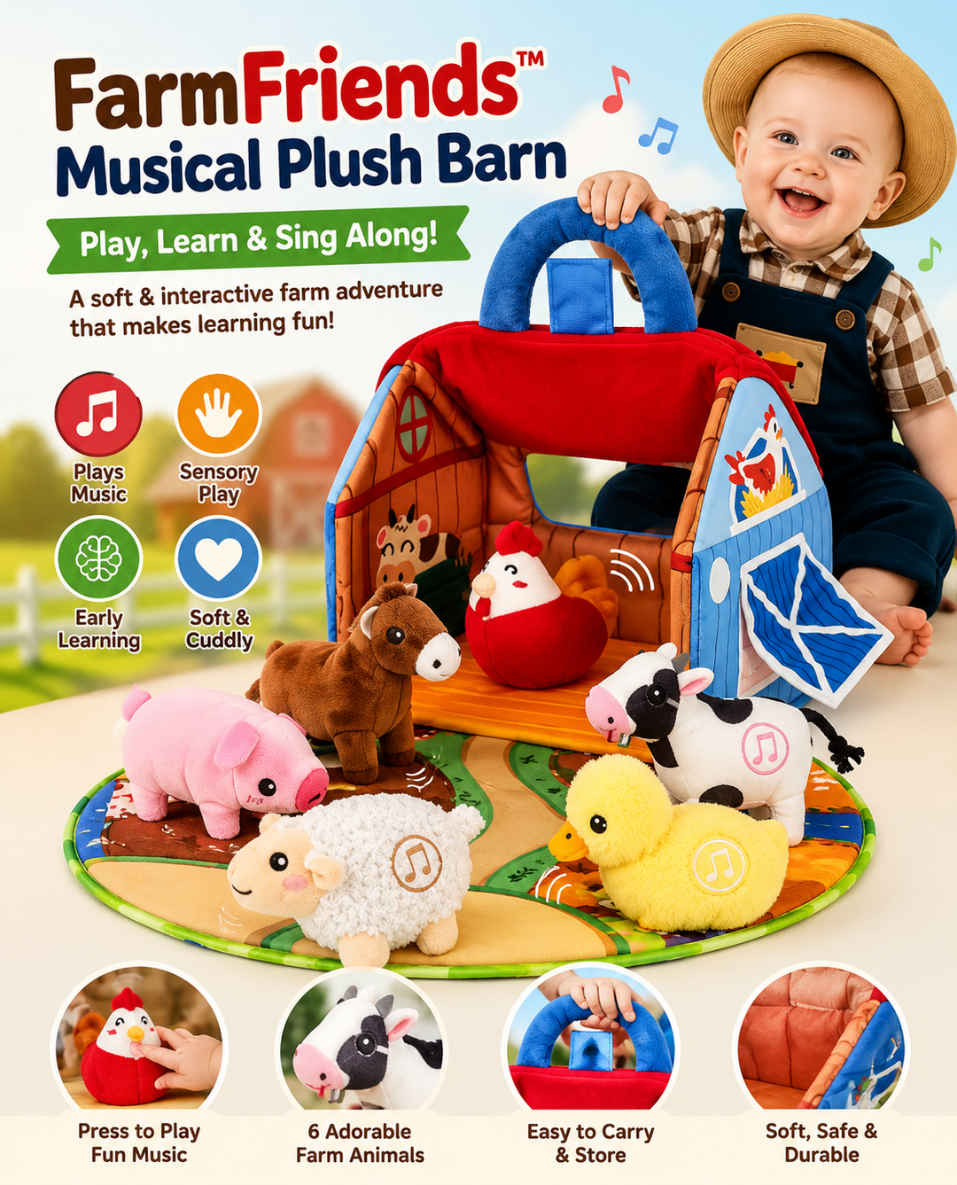 FarmFriends™ Musical Plush Barn