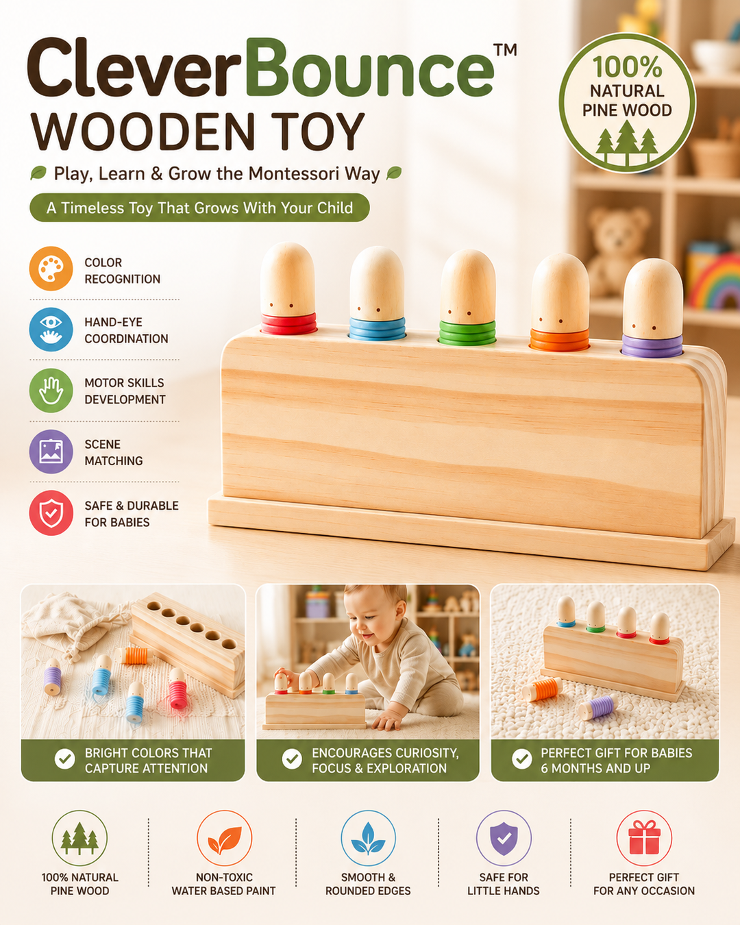 CleverBounce™ Wooden Toy