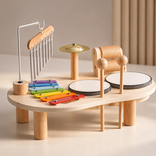 🎵 Melody Bells™ Wooden Music Table - Familysplace™