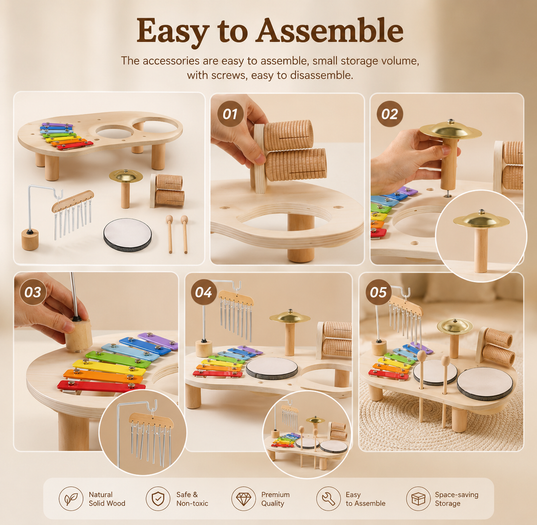 🎵 Melody Bells™ Wooden Music Table - Familysplace™