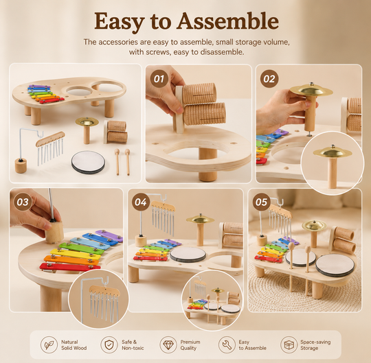 🎵 Melody Bells™ Wooden Music Table - Familysplace™