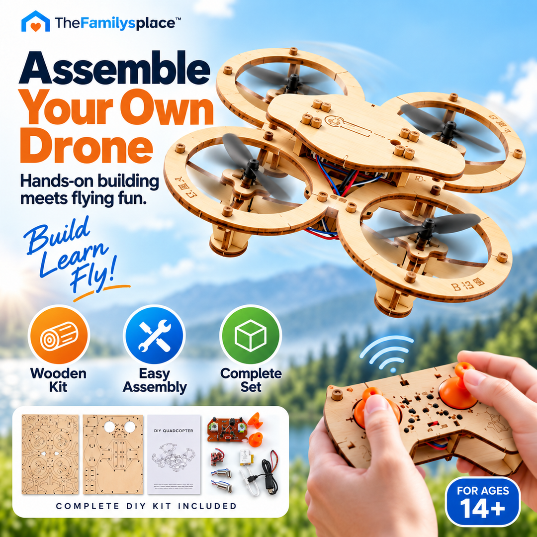 🚁 SkyCraft™ DIY Wooden Quadcopter Drone Kit