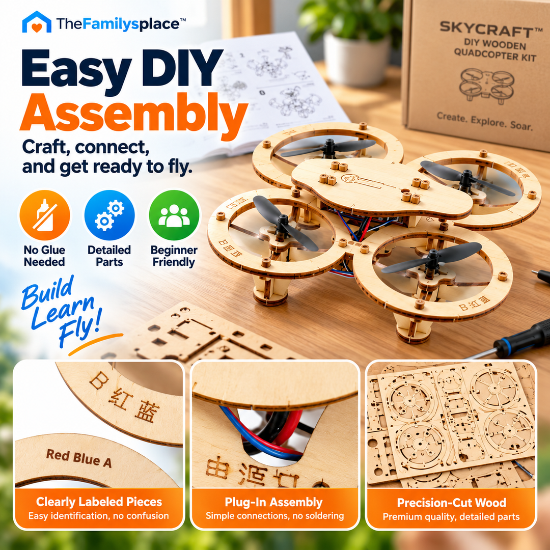 🚁 SkyCraft™ DIY Wooden Quadcopter Drone Kit