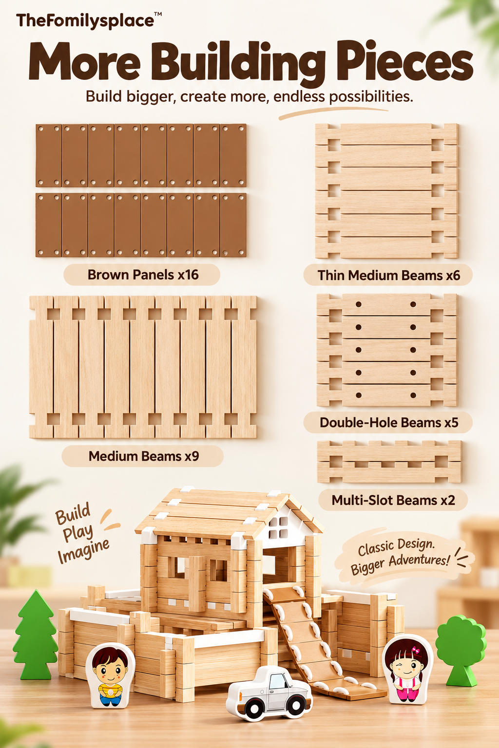 BuildDynasty™ Wooden Architecture Building Set