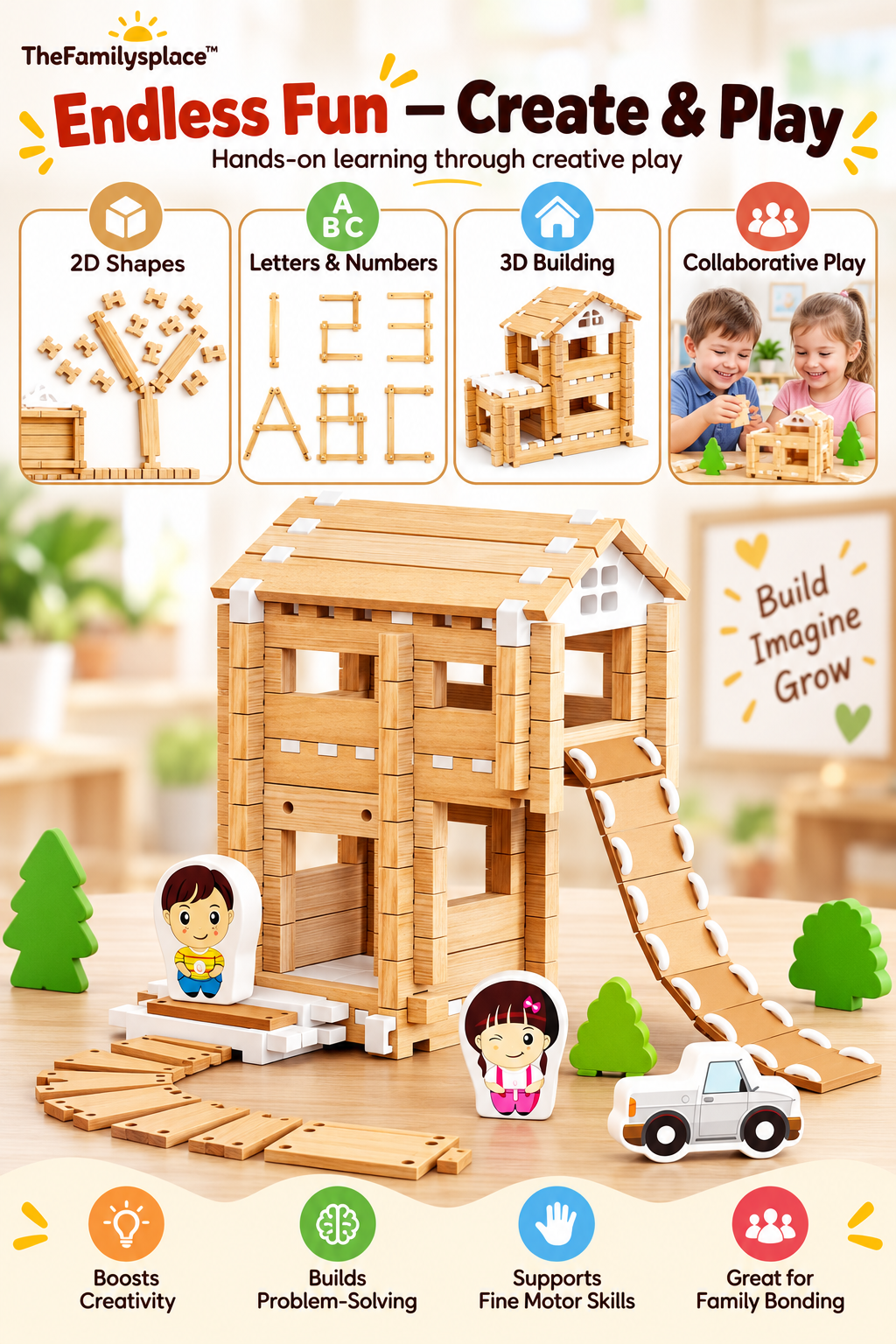 BuildDynasty™ Wooden Architecture Building Set