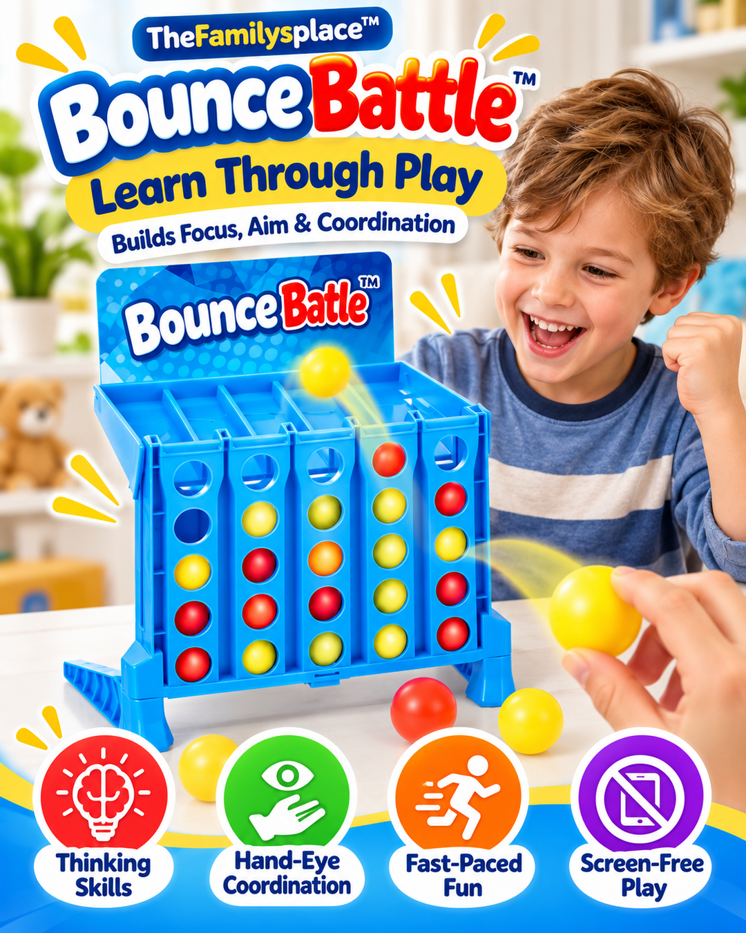 🏀 BounceBattle™ Bouncing Ball Board Game