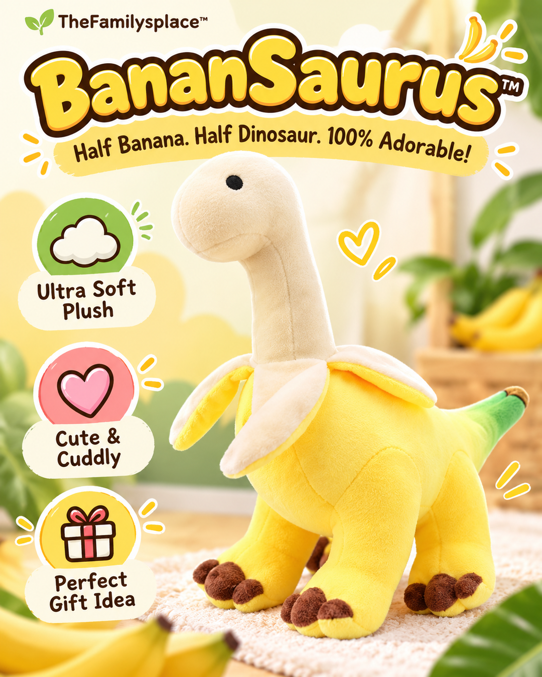 🍌 BananSaurus™ Banana Dinosaur Plush Toy 🦕