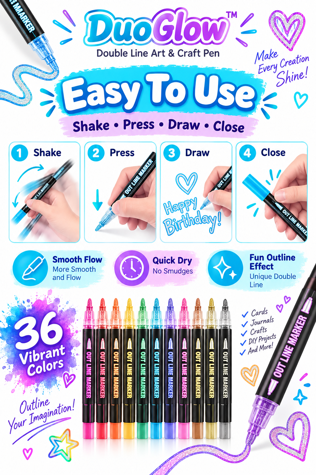DuoGlow™ Double Line Art and Craft Pen