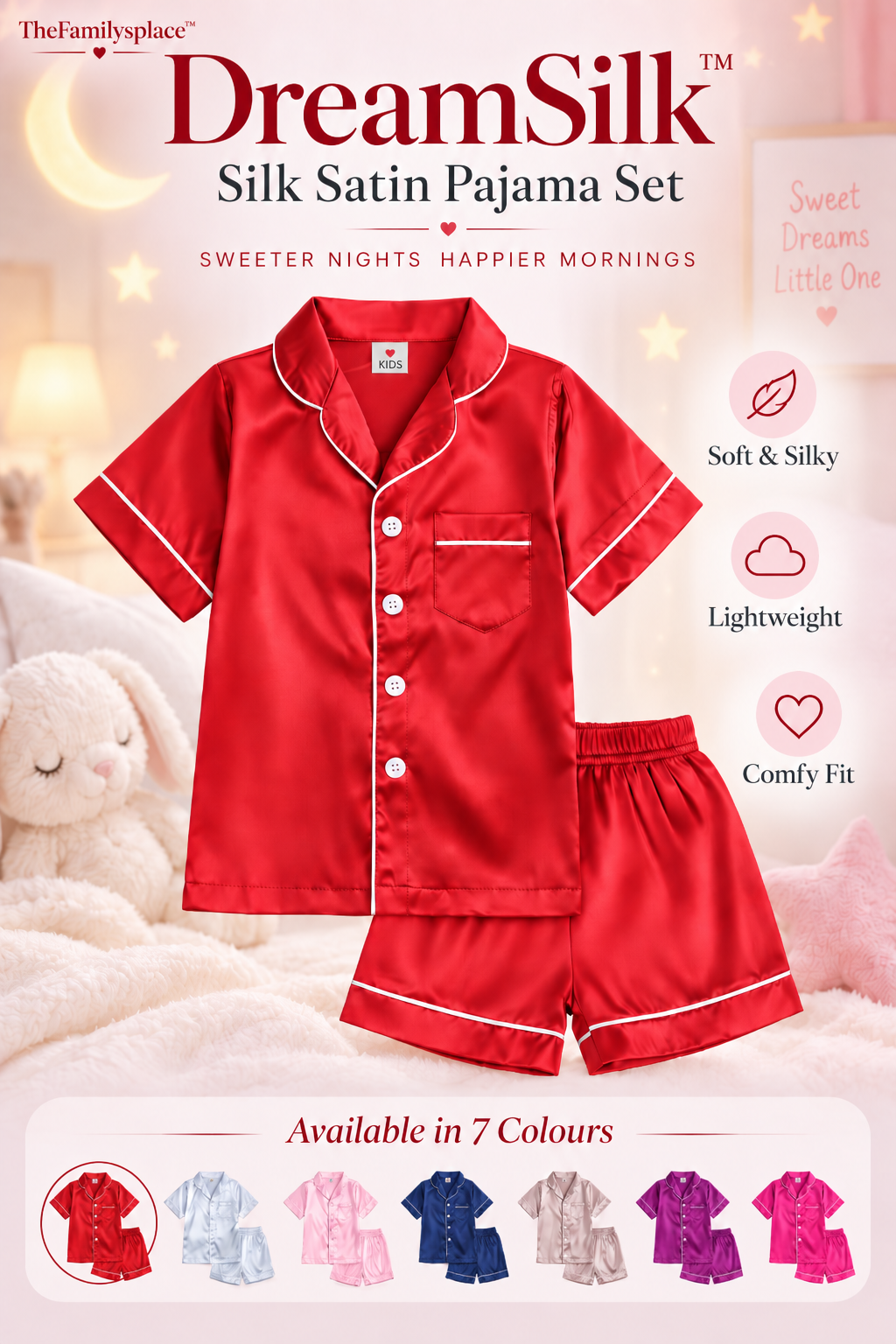 DreamSilk™ Silk Satin Pajama Set – Soft, Smooth & Made for Dreamy Nights ✨🌙