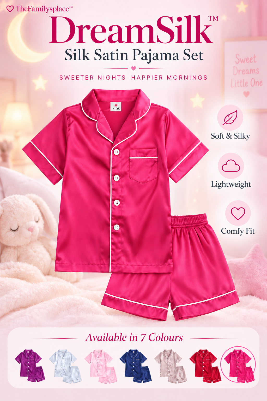 DreamSilk™ Silk Satin Pajama Set – Soft, Smooth & Made for Dreamy Nights ✨🌙