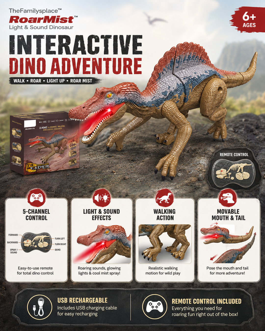 RoarMist™ Light & Sound Dinosaur