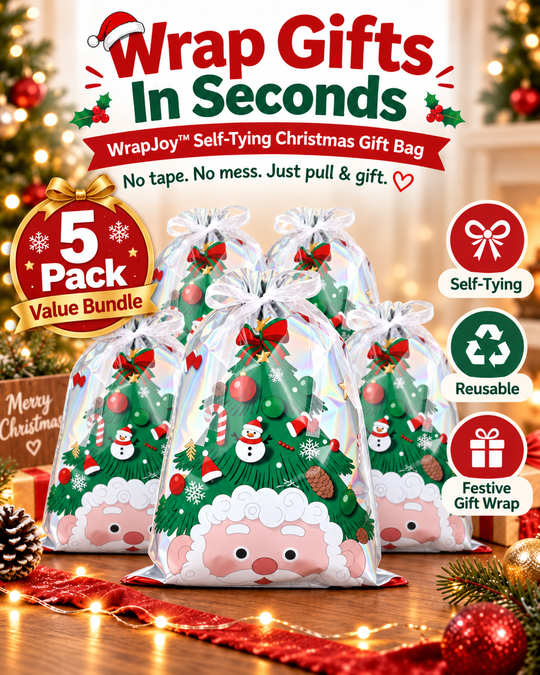 WrapJoy™ Self-Tying Christmas Gift Bags – Wrap, Pull & Celebrate 🎁🎄