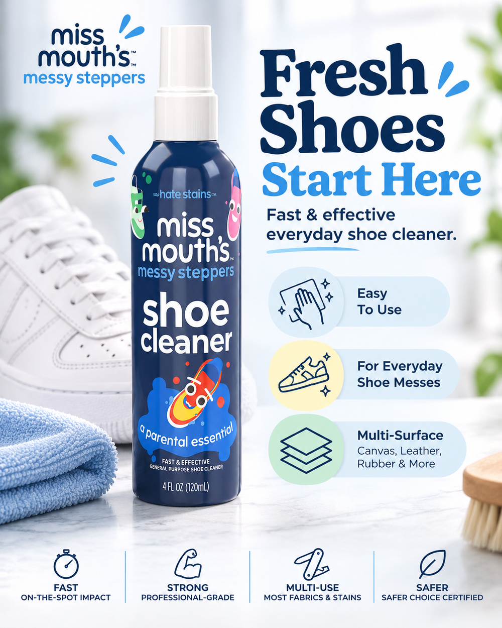 Miss Mouth's Messy Steppers Shoe Cleaner Kit – Fresh Shoes Made Easy 👟✨