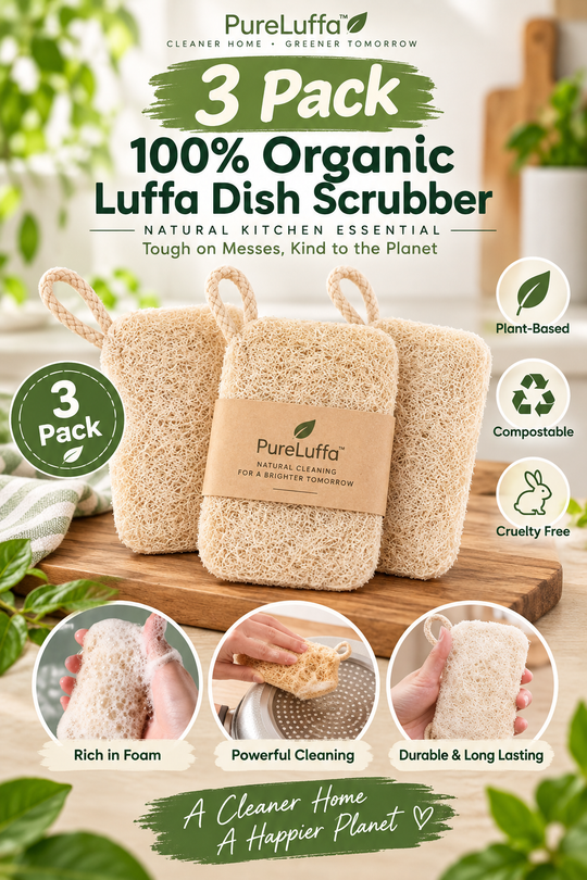 PureLuffa™ Natural Cleaning Sponge – 100% Organic Luffa Dish Scrubber 🌿
