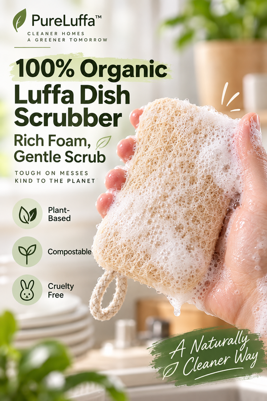 PureLuffa™ Natural Cleaning Sponge – 100% Organic Luffa Dish Scrubber 🌿