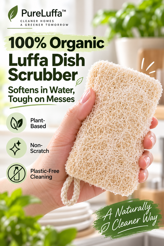 PureLuffa™ Natural Cleaning Sponge – 100% Organic Luffa Dish Scrubber 🌿