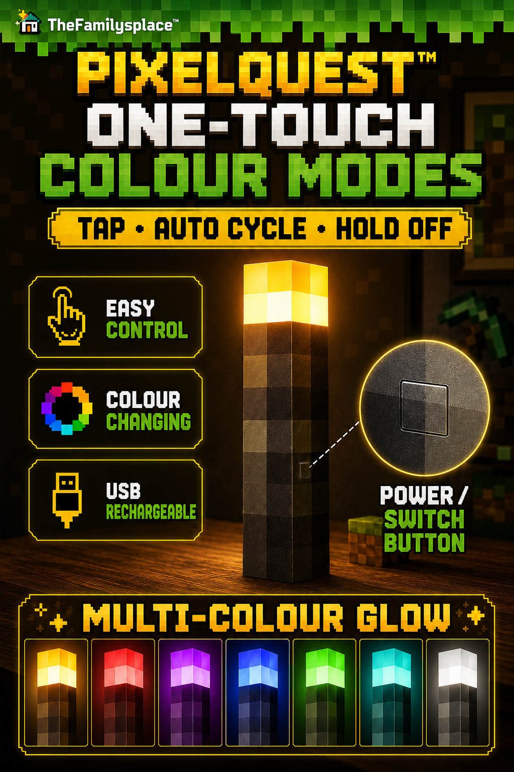 PixelQuest™ Rechargeable Torch Night Light