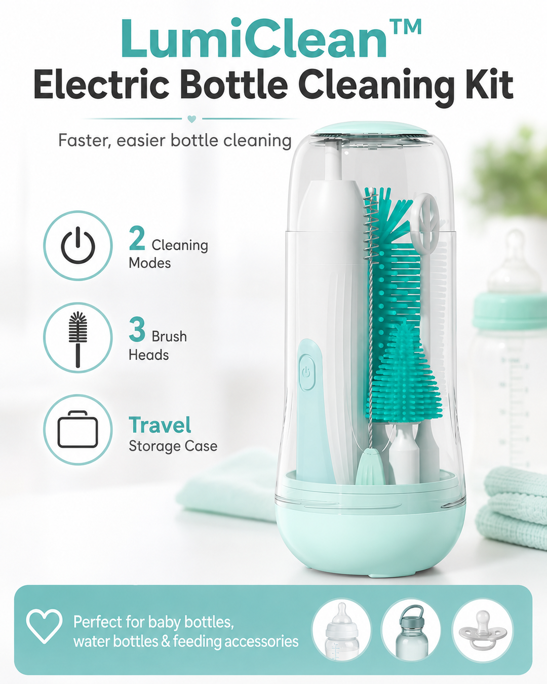 LumiClean™ Electric Bottle Cleaning Kit