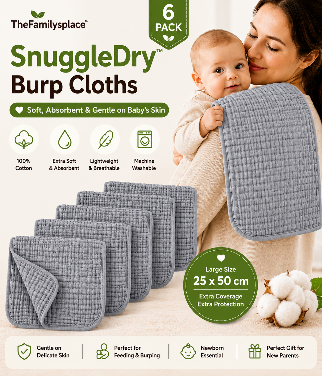 SnuggleDry™ Burp Cloths