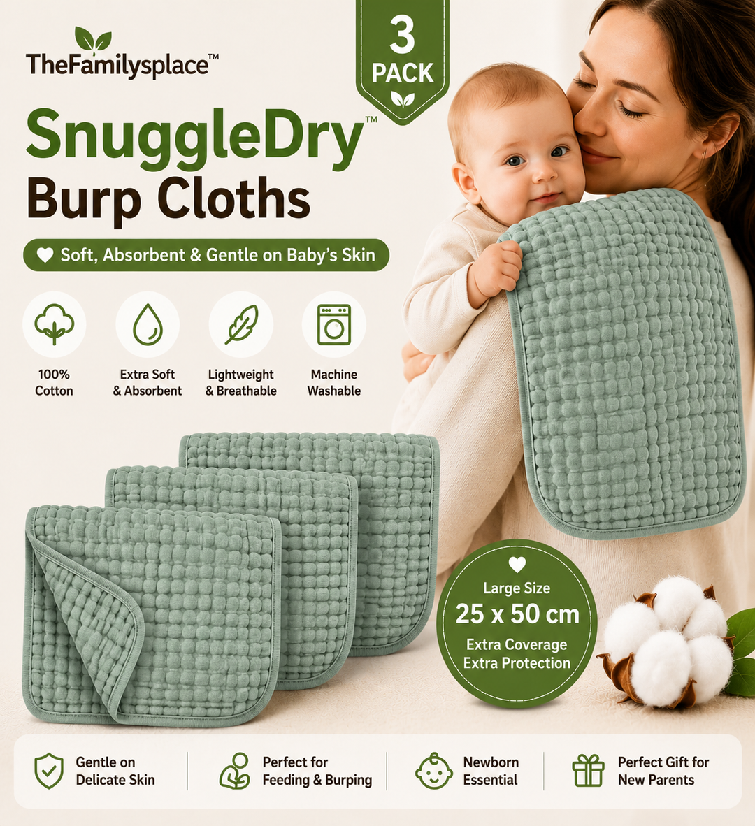 SnuggleDry™ Burp Cloths
