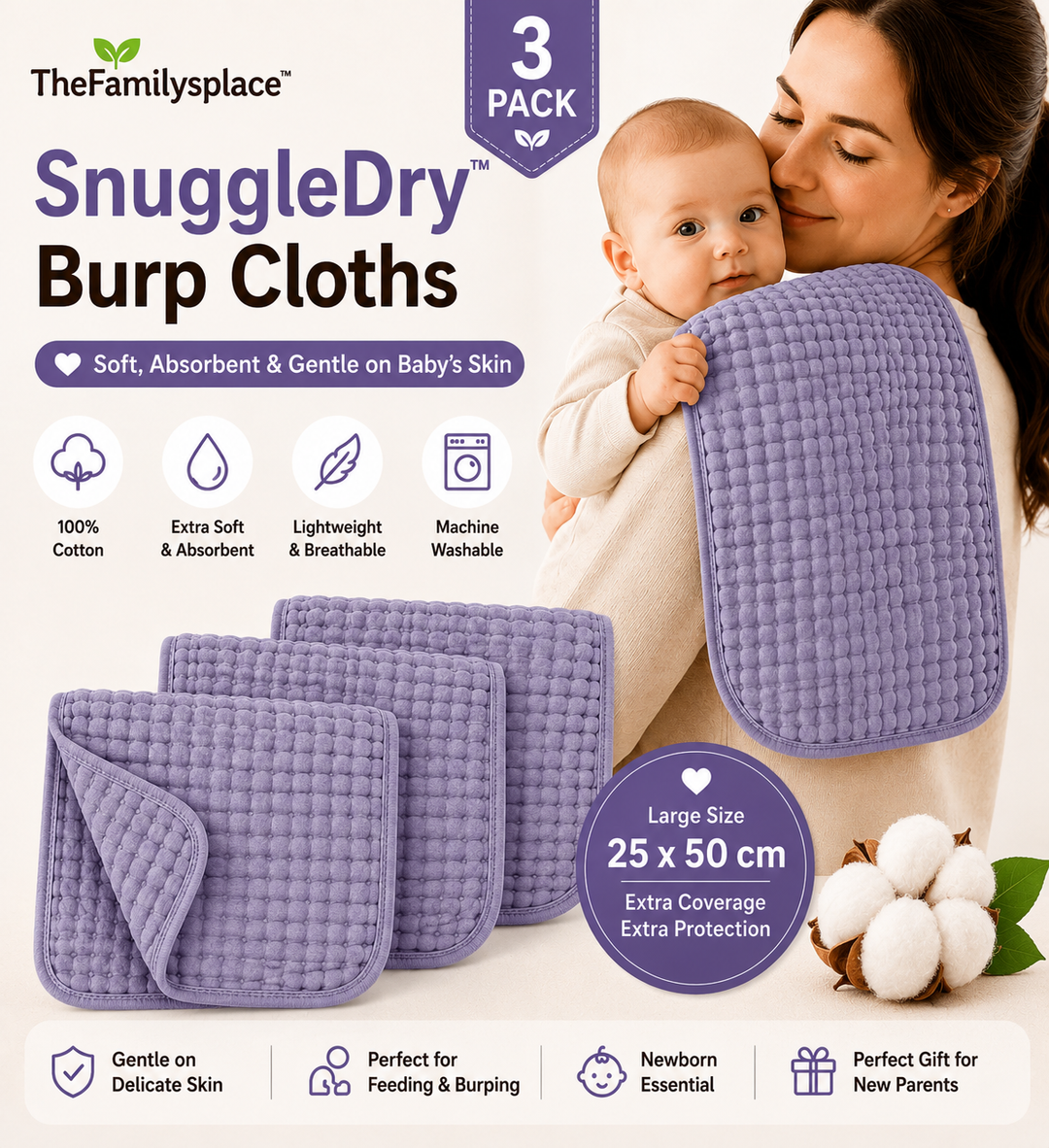 SnuggleDry™ Burp Cloths
