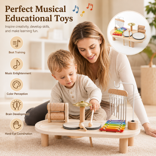 🎵 Melody Bells™ Wooden Music Table - Familysplace™
