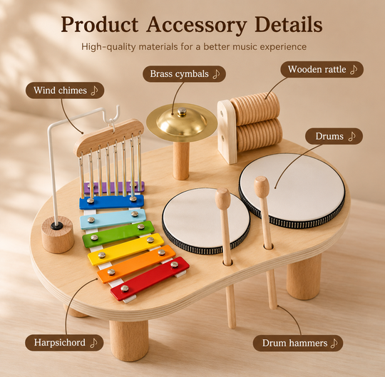 🎵 Melody Bells™ Wooden Music Table - Familysplace™