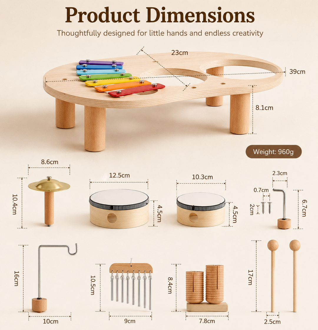🎵 Melody Bells™ Wooden Music Table - Familysplace™