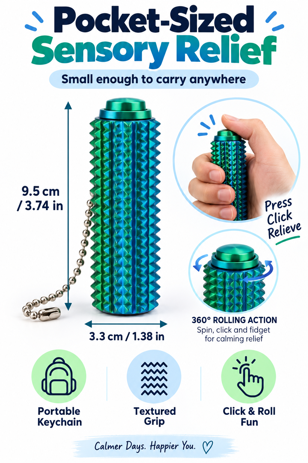 TactiRoll™ Sensory Fidget Keychain