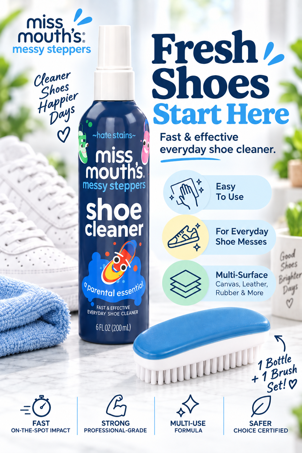 Miss Mouth's Messy Steppers Shoe Cleaner Kit – Fresh Shoes Made Easy 👟✨