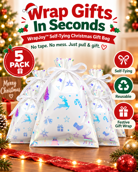 WrapJoy™ Self-Tying Christmas Gift Bags – Wrap, Pull & Celebrate 🎁🎄